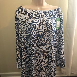 Lilly Pulitzer Blue White Sz XL Tropical Dress NWT